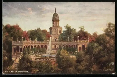 Künstler-AK Breslau, Liebichshöhe im Herbst