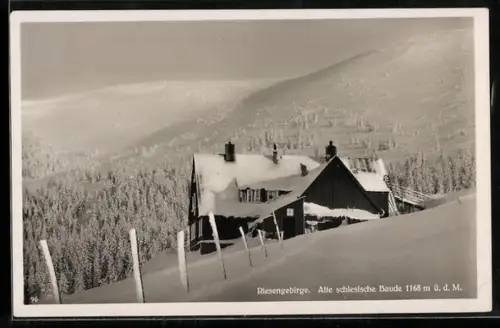 AK Alte Schlesische Baude, Gesamtansicht im Winter