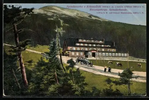 AK Spindlerbaude, Spindlerovka, Motiv mit kleiner Sturmhaube