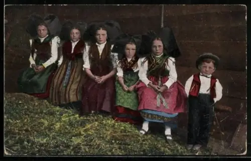 AK Mietesheim, Kinder in Elsässer Trachten