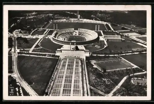 AK Berlin, Gesamtansicht Reichsportfeld, Olympia, Fliegeraufnahme