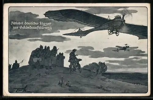 AK Deutscher Flieger started zur Geländeaufklärung
