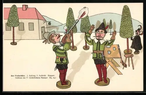 Künstler-AK Der Freischütz, I. Aufzug, 7. Auftritt