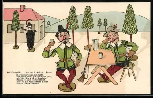 Künstler-AK Holzspielzeug, Oper, Der Freischütz