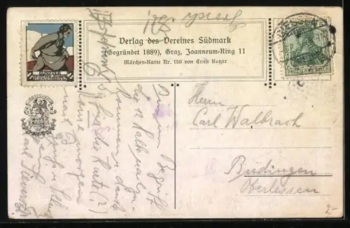 Künstler-AK Ernst Kutzer: Der Rattenfänger von Hameln spielt auf seiner Flöte, Kinder beobachten ihn