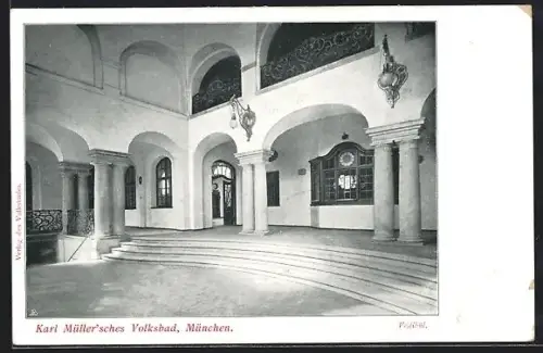 AK München, Innenansicht Müller`sche Volksbad, Vestibül / Eingangshalle