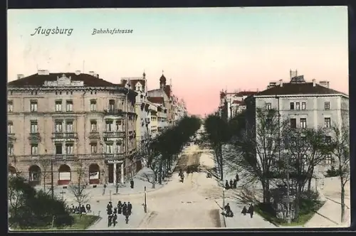 AK Augsburg, Partie an der Bahnhofstrasse