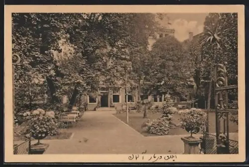 AK Weimar / Thüringen, Galerie und Garten des Hotel Erbprinz