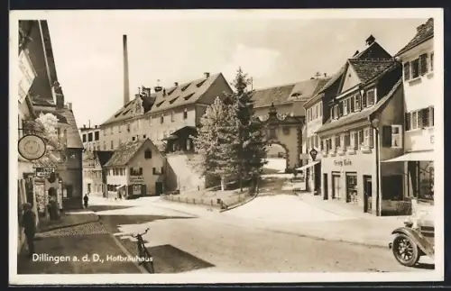 AK Dillingen a. Donau, Strassenpartie am Hofbräuhaus