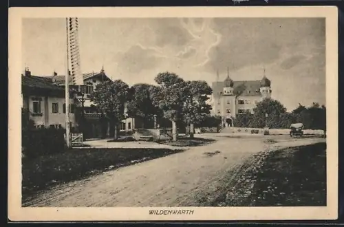 AK Wildenwarth, Ortspartie mit Blick zum Schloss