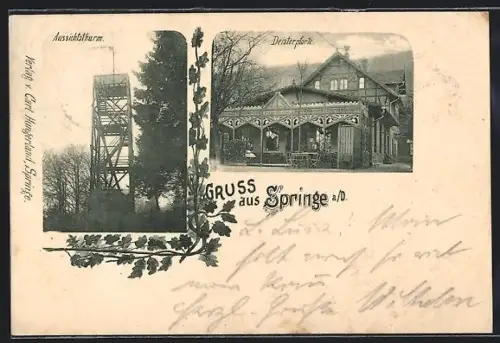 AK Springe a. D., Gasthof Deisterpforte, Aussichtsturm