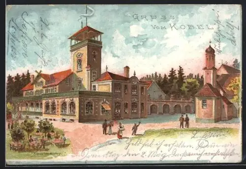 Lithographie Westheim / Schwaben, Gasthaus Kobel
