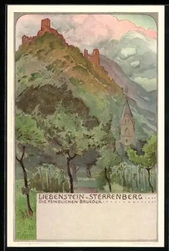 Künstler-AK Liebenstein, Ansicht mit Sterrenberg