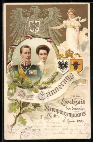 Lithographie Berlin, Hochzeit des Kronprinzen Wilhelm von Preussen, 6.6.1905, Königin Luise von Preussen
