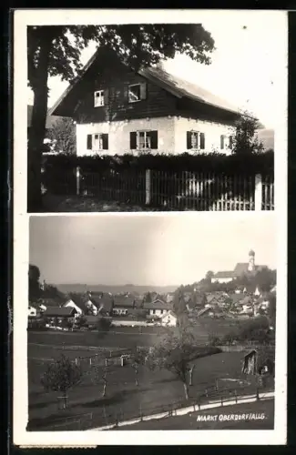 AK Oberdorf / Markt, Wohnhaus, Ortsansicht mit Kirche