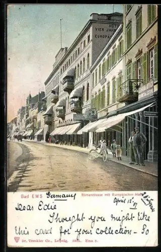 AK Bad Ems, Römerstrasse mit Hotel Europäischer Hof