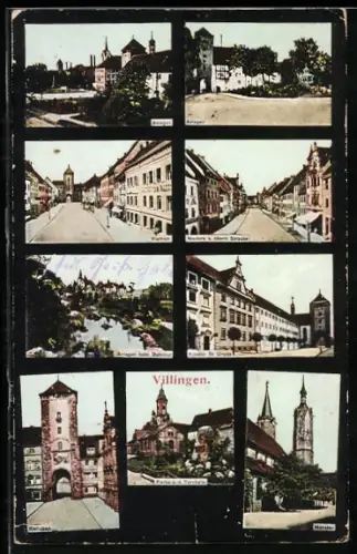 AK Villingen / Baden, Münster, Riethtor, Am Bahnhof, Riethstrasse, Kloster St. Ursula