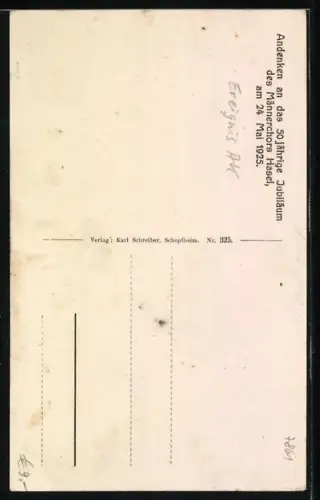 AK Hasel, 50-jähriges Jubiläum des Männerchors 1925, Festwagen mit verkleideten Personen