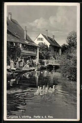 AK Langenau i. Württbg., Partie an der Nau