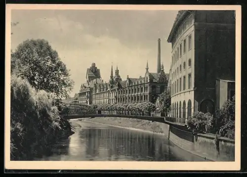 AK Pforzheim, Reuchlin-Gymnasium, Blick von der Rossbrücke