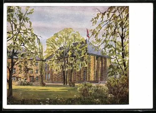 Künstler-AK Bayreuth, Haus der Deutschen Erziehung, Haus der Deutschen Stenografenschaft, 