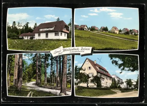 AK Maisenbach-Zainen /Schwarzwald, Wohnhäuser, Ortsansicht, Waldweg