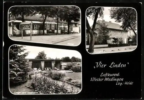 AK Medingen / Bevensen, Hotel Vier Linden, Gasthaus, Liege- und Lesehalle