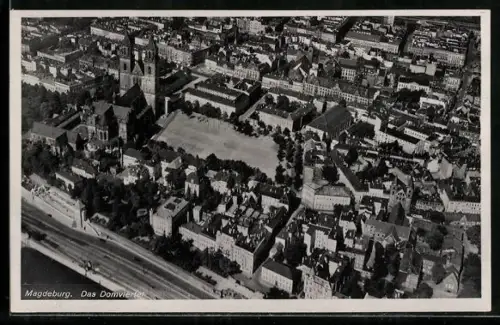AK Magdeburg, Domviertel aus der Vogelschau