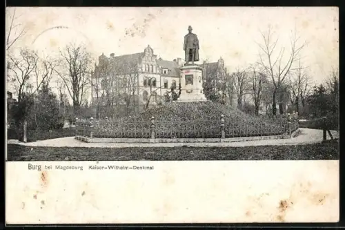 AK Burg bei Magdeburg, Kaiser-Wilhelm-Denkmal