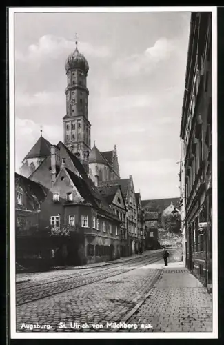 AK Augsburg, St. Ulrich von Milchberg aus