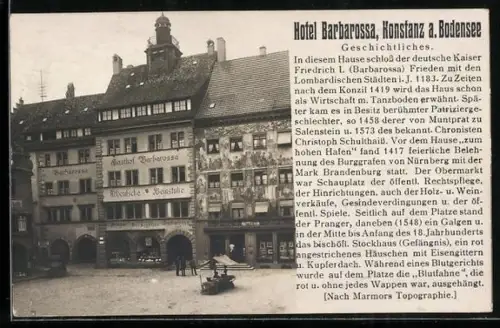 AK Konstanz / Bodensee, Partie am Hotel-Gasthof Barabarossa