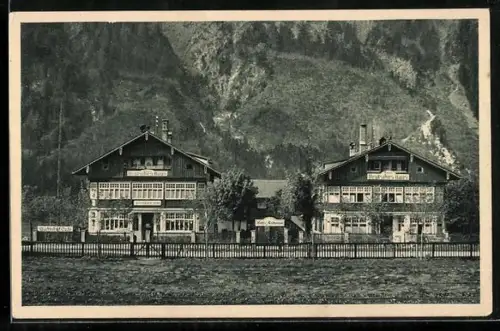 AK Bayrischzell, Hotel Deutsches Haus und Bahnhof-Café