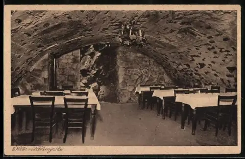 AK Rüdesheim /Rh., Gasthaus zum Felsenkeller Gebr. Rölz, Keller mit Felsengrotte