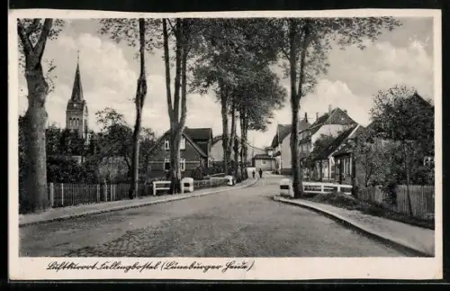 AK Fallingbostel, Strassenpartie mit Kirchturm