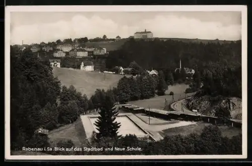 AK Rabenau i. Sa., Neue Schule und Stadtbad