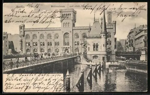 AK Berlin, Mühlendamm und städtische Sparkasse