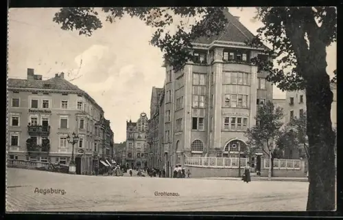 AK Augsburg, Grottenau, Strassenpartie