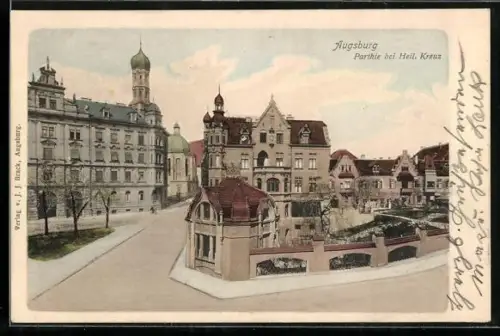 AK Augsburg, Strassenpartie bei Heil. Kreuz
