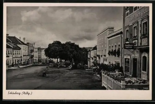 AK Schönberg /Ndby., Strassenpartie mit Gasthof-Konditorei-Cafe