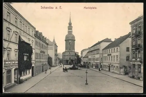 AK Schandau, Marktplatz mit Winterfeldt`s Restaurant