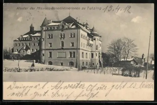 AK Tutzing, Kloster der Missions-Benediktinerinnen im Winter
