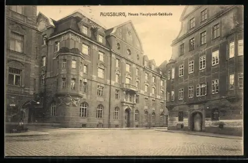 AK Augsburg, neues Hauptpost-Gebäude