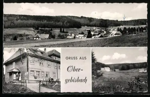 AK Obergebisbach, Geschäft, Ortspartie, Teilansicht
