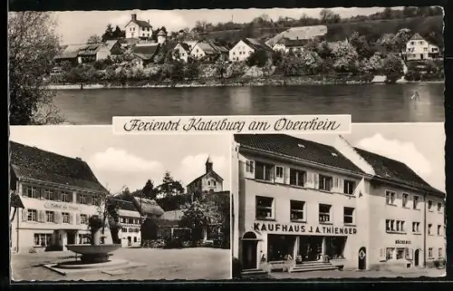 AK Kadelburg am Oberrhein, Gasthof zum Ochsen, Kaufhaus J. A. Thienger, Teilansicht