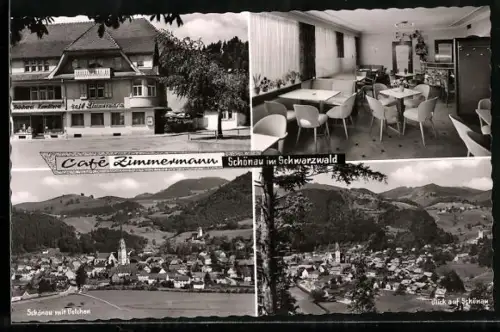 AK Schönau /Schwarzwald, Cafe Zimmermann, Innenansicht, Teilansicht mit Belchen