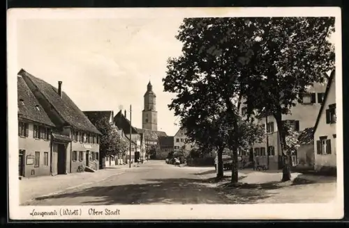 AK Langenau / Württ., Obere Stadt mit Kirche