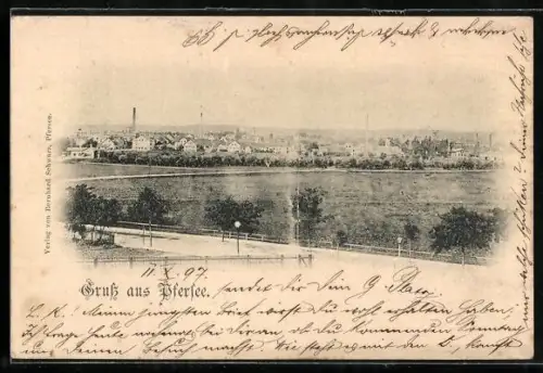 AK Pfersee, Teilansicht mit Strassenpartie