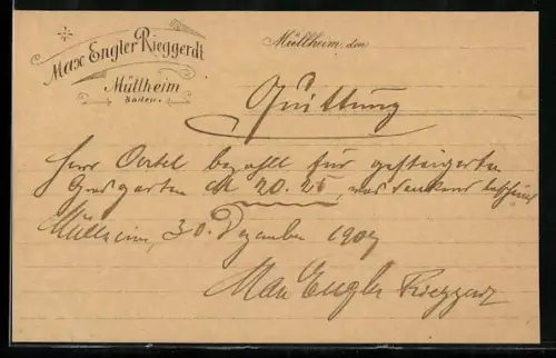 AK Müllheim /Baden, Max Engler Rieggerdt