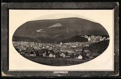 Präge-AK Braunlage im Harz, Teilansicht, Passepartout