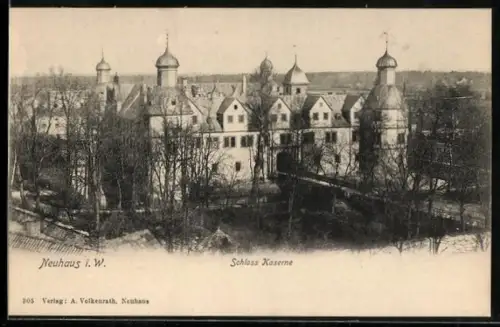 AK Neuhaus i. W., Ansicht der Schloss Kaserne